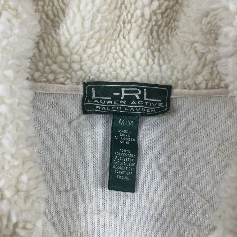 Lauren Ralph Lauren Active Jacket Womens Medium Teddy Zip Up Ivory *Description*